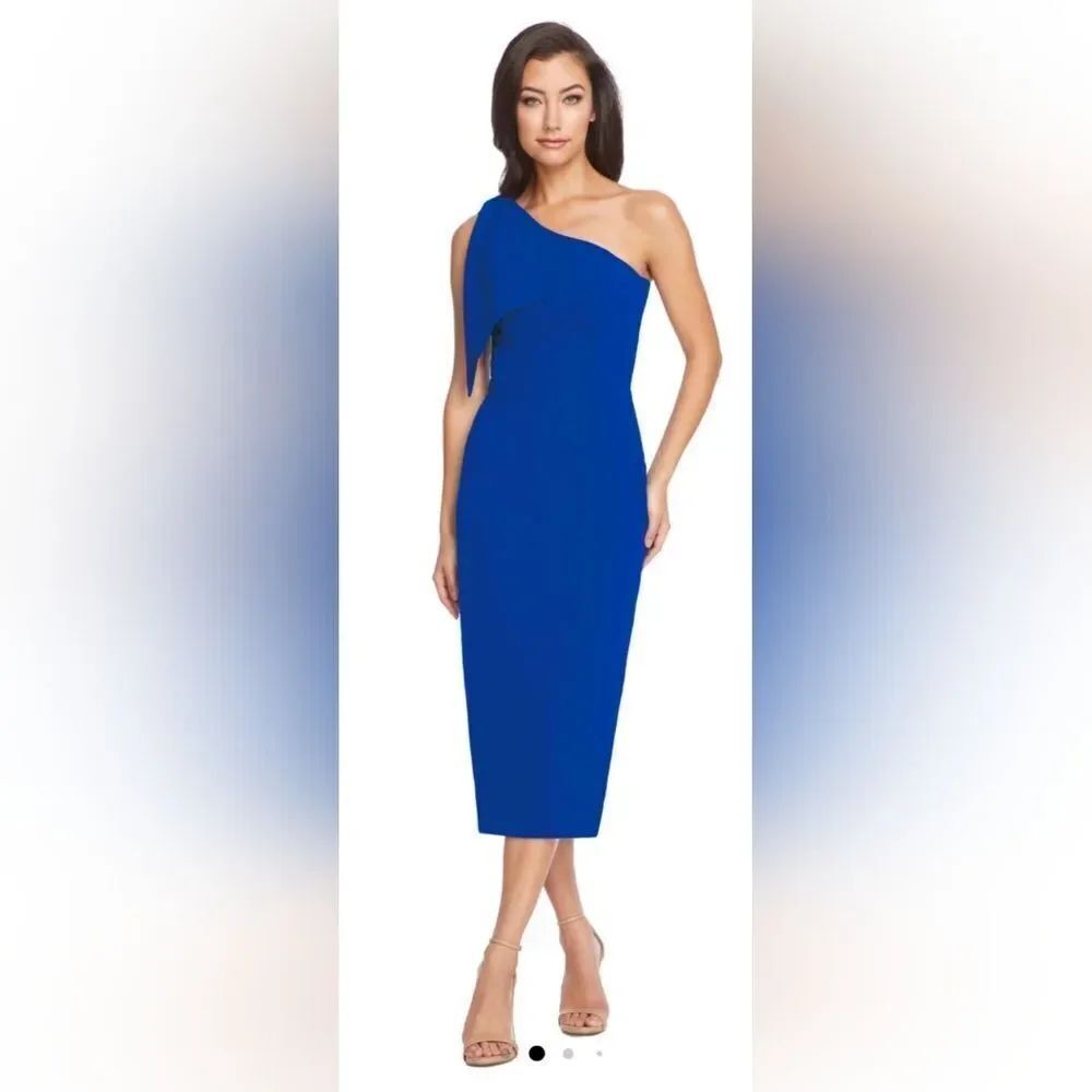 Dress The Population Tiffany One-Shoulder Midi Dress New size Small Cobalt Blue